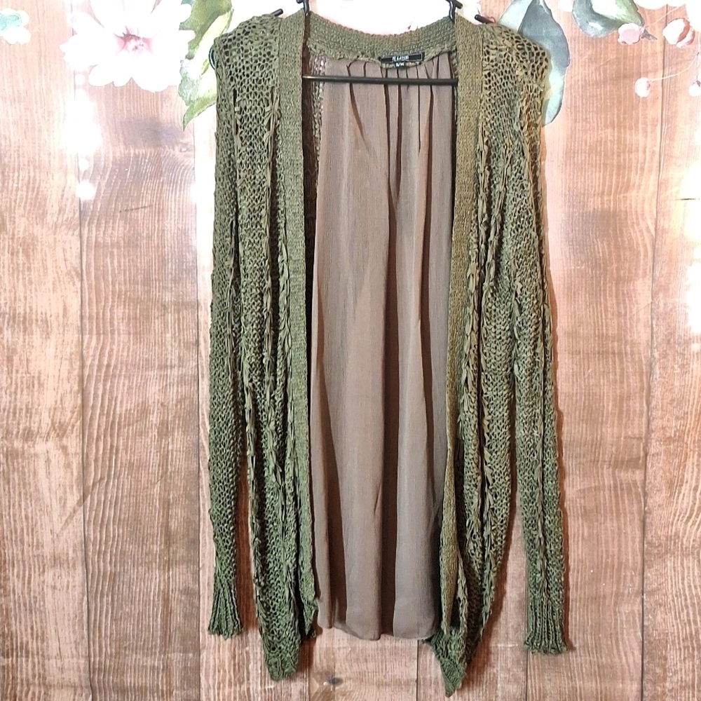 S LINE CARDIGAN DARK GREEN SMALL/MEDIUM